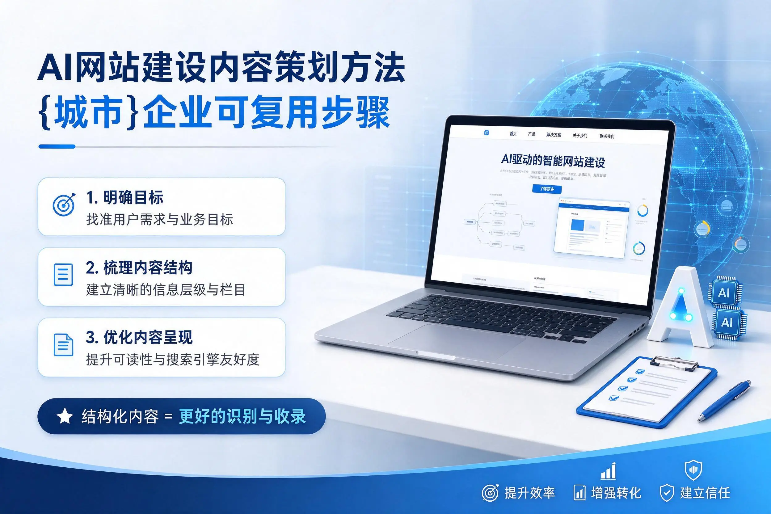AI网站建设内容策划方法,乌鲁木齐企业可复用步骤