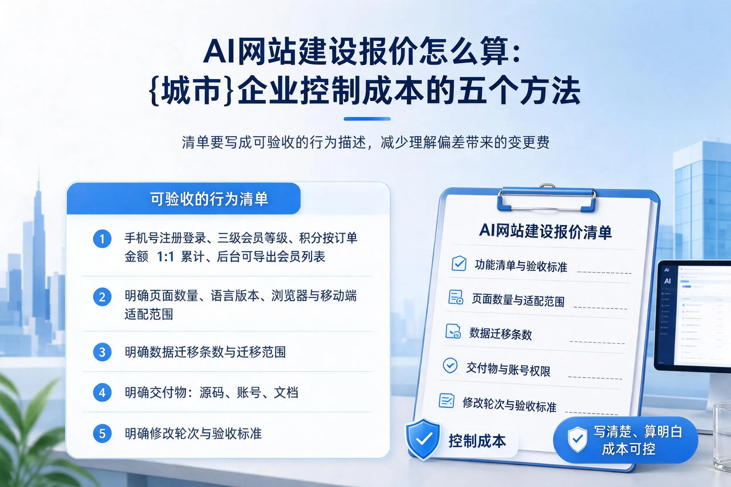 AI网站建设报价怎么算:乌鲁木齐企业控制成本的五个方法